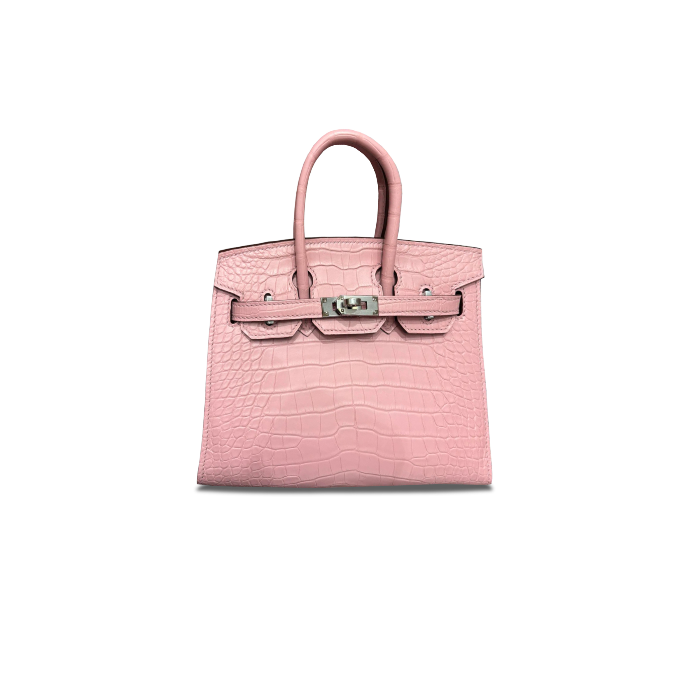 HERMÈS MASTER BIRKIN 20 CROCODILE LEATHER SAKURA PINK SILVER BUCKLE H041350CK15 (20*15.5*11cm)